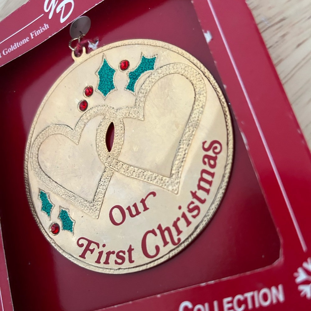 Goldtone Our First Christmas Ornament Gloria Duchin